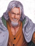  black_eyes facial_hair glasses grey_hair highres male muscle one_piece scar silvers_rayleigh smile solo yoshida_takanori 