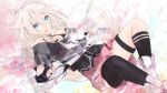  bare_shoulders blonde_hair blue_eyes boots braid ia_(vocaloid) long_hair open_mouth single_thighhigh sitting skirt solo thigh-highs thigh_strap thighhighs tugmix vocaloid 