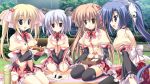  blonde_hair brown_hair food gakuou game_cg grey_hair konoe_akari korie_riko lohenstein_annemarie mayuzumi_hinayu purple_hair seifuku tenguji_aquarius_uduki thigh-highs thighhighs 