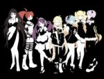  aoki_lapis black_background black_eyes black_hair black_legwear blonde_hair blue_eyes cat cul dark high_contrast highres ia_(vocaloid) long_hair mew_(vocaloid) multiple_girls oumi_sanaka ponytail purple_eyes purple_hair red_eyes red_hair redhead seeu simple_background striped striped_legwear thigh-highs thighhighs tone_rion violet_eyes vocaloid wallpaper yellow_eyes yuzuki_yukari 