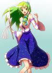 frog green_eyes green_hair japanese_clothes kochiya_sanae long_hair long_skirt shirono skirt snake touhou