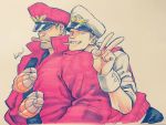  2boys cigar explosive grenade hat kotteri male multiple_boys peaked_cap signature street_fighter team_captain team_fortress_2 the_scout the_soldier v wrist_cuffs 