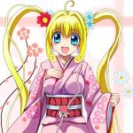  blonde_hair blue_eyes earrings flower japanese_clothes jewelry kimono long_hair mermaid_melody_pichi_pichi_pitch miru nanami_lucia twintails 