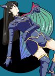  armor black_eyes black_hair dragon_wings female headdress legend_of_dragoon long_hair rose_(lod) solo t_(pixiv576521) thigh-highs tiara wings 