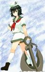  bad_id black_hair green_eyes hat murasa_minamitsu sailor sailor_collar sailor_hat sailor_suit short_hair solo takaharu touhou 