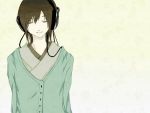  bad_id brown_hair closed_eyes headphones japanese_clothes kimono nagone_mako ponytail pug_(pixiv) smile solo utau 