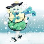  bondson green_eyes green_hair hat komeiji_koishi lowres scarf short_hair snow snowing solo third_eye touhou walking 