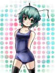  antenna green_eyes green_hair one-piece_swimsuit r0g0b0 school_swimsuit short_hair solo swimsuit thigh-highs thighhighs touhou wriggle_nightbug 