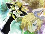  adult blonde_hair blue_eyes comparison elbow_gloves gloves hair_ribbon kagamine_rin kagamine_rin_(roshin_yuukai) ribbon rioko roshin_yuukai_(vocaloid) vocaloid 