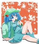  bag blue_eyes blue_hair buki cucumber hat kawashiro_nitori key touhou twintails 