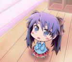  chibi child drpow from_above hiiragi_kagami kindergarten long_hair looking_up lucky_star open_mouth perspective purple_eyes purple_hair solo stare twintails violet_eyes young 