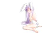  bare_legs barefoot blush bunny_ears bunnysuit crying long_hair noukatu purple_hair rabbit_ears red_eyes reisen_udongein_inaba solo tears touhou 