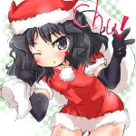  1girl amagami checkered elbow_gloves gloves hat kojima_tsuma lowres sack santa_costume solo tanamachi_kaoru wink 