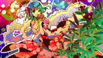  aqua_eyes cleavage food green_hair gumi headdress japanese_clothes mariwai_(marireroy) short_hair vocaloid 