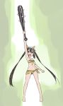  black_hair brown_eyes club errant horns k-on! long_hair nakano_azusa oni solo spiked_club tiger_print twintails weapon 