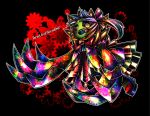  acid_trip black_background bow claws dress fangs flower highres looking_at_viewer ninomae original ponytail sharp_teeth simple_background solo 