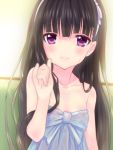  \m/ bangs bare_shoulders black_hair blunt_bangs blurry blush bow bust depth_of_field dress flat_chest foreshortening hair_between_eyes hairband hands inu_x_boku_ss jewelry koumo long_hair looking_at_viewer necklace payot pinky_out pinky_swear purple_eyes see-through shirakiin_ririchiyo smile solo tears very_long_hair violet_eyes wet wet_clothes 