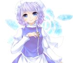  blue_eyes breasts cape hat highres koza lavender_hair letty_whiterock short_hair smile solo touhou 