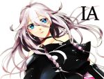  bad_id bare_shoulders blue_eyes character_name choker highres ia_(vocaloid) linego long_hair looking_at_viewer off_shoulder pink_hair simple_background solo vocaloid 
