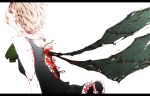  ascot bat_wings bleeding blonde_hair blood blood_on_face colored_eyelashes dress_shirt frills gathers highres injury izayoi_sakuya kurau_kii letterboxed red_eyes shirt short_hair simple_background skirt solo the_embodiment_of_scarlet_devil torn_clothes touhou vest white_background wings 