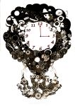  abstract black_and_white clock deer flower fruit grayscale nihi_(sorakarasu) rabbit sepia traditional_media 