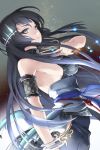  arm_garter armband ass_wings bare_shoulders black_hair blue_eyes bracelet breasts choker colored_eyelashes comet_(teamon) dragon_wings hair_ornament jewelry large_breasts long_hair looking_at_viewer low_wings necklace obi sideboob slit_pupils solo sword_girls wings 