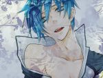  bite blue_eyes blue_hair dark flower flowers kaito vocaloid 