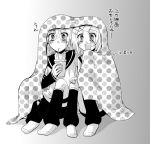  1boy 1girl blanket blush brother_and_sister hair_ornament hairclip incest kagamine_len kagamine_rin monochrome open_mouth short_hair siblings twincest twins vocaloid 