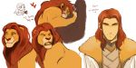  brown_eyes brown_hair disney fur_trim korean lion male mane mufasa personification red_hair simba the_lion_king yamyo yellow_sclera 