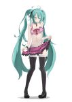  bad_id blush frills green_hair hatsune_miku high_heels lingerie long_hair pigeon-toed see-through shoes simple_background skirt skirt_hold solo strap_slip thigh-highs thighhighs twintails very_long_hair vocaloid white_background yuui zettai_ryouiki 