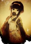  bow burnt claudia_kurosaki covering covering_face covering_mough covering_mouth flower hair_bow japanese_clothes kl old photo_(object) picture rose rose_guns_days sepia short_hair sleeves_past_wrists solo torn 