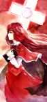  blush book brown_eyes cape capelet cross hexagram long_hair okazaki_yumemi red_hair redhead ribbon skirt solo touhou touhou_(pc-98) traditional_media w3 wwwe314 