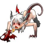  dragon dragon_girl dragon_horns dragon_tail dragon_wings fire horns monster_girl open_mouth original pointy_ears prototype-d red_eyes slit_pupils solo tail transparent_background white_hair wings 