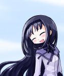  akemi_homura black_hair blush closed_eyes eyes_closed gakubuchi_aiko hairband long_hair lowres magical_girl mahou_shoujo_madoka_magica ribbon smile solo 