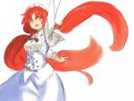  :d alternate_costume alternate_eye_color alternate_hairstyle arm_up enmaided hong_meiling long_hair long_sleeves maid maid_headdress open_mouth outstretched_arms raised_arm red_hair redhead rough shiba_murashouji skirt smile solo standing touhou twintails very_long_hair white_background yellow_eyes 