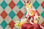  animal blonde_hair blue_eyes bunny bunny_ears bunnyboy bunnygirl dress food heart kagamine_len kagamine_rin ponytail rabbit short_hair vocaloid wakiri 