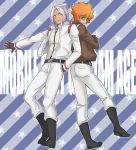  gloves gundam gundam_age highres jacket largan_drace male multiple_boys ninoichi open_clothes open_jacket orange_hair silver_hair star sunglasses woolf_enneacle 