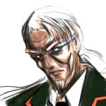  bad_id blazblue blue_eyes bust face facial_hair goatee male nageto old_man ponytail sketch solo valkenhayn_r_hellsing white_background white_hair 