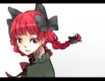  animal_ears bad_id bow braid cat_ears extra_ears eyelashes face hair_bow kaenbyou_rin letterboxed looking_back red_eyes red_hair redhead short_hair simple_background sketch sofy solo touhou twin_braids twintails 
