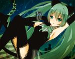  garter_straps green_eyes green_hair hatsune_miku kemonomimi_mode long_hair risky_game_(vocaloid) solo tail twintails vocaloid 