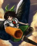  arm_cannon black_legwear highres red_eyes reiuji_utsuho solo stoplight_(artist) thigh-highs thighhighs touhou weapon wings 