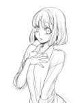  1girl blush chihiro_(onigiri) monochrome nanami_haruka short_hair simple_background sketch solo uta_no_prince-sama white_background 