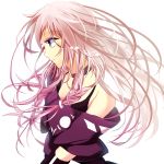  bad_id bare_shoulders blonde_hair blue_eyes braid highres ia_(vocaloid) long_hair off_shoulder outo pink_hair simple_background solo twin_braids vocaloid 