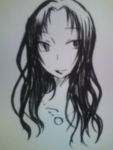  1girl artist_request blurry final_fantasy final_fantasy_ii jewelry maria_(ff2) monochrome necklace smile solo 