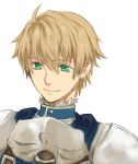  ahoge armor blonde_hair fate/prototype fate_(series) green_eyes male rabbit19 saber_(fate/prototype) short_hair simple_background solo white_background 