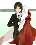  bangs bob_cut cape character_name fate/zero fate_(series) green_eyes green_hair male michelle_ser necktie parted_bangs solo waver_velvet 