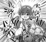  blood blood_stain choker cure_happy head_wings hitting hoshizora_miyuki long_hair magical_girl mitsuki_(mitsukitei) monochrome open_mouth out_of_character precure punching smile smile_precure! tiara translated twintails wolfrun 