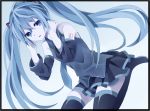  bad_id blue_eyes blue_hair boots detached_sleeves hatsune_miku kouko long_hair necktie skirt solo thigh-highs thigh_boots thighhighs twintails very_long_hair vocaloid 