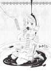  alice_margatroid arnest dress hairband highres monochrome open_mouth short_hair solo touhou 