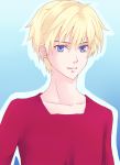  blonde_hair blue_eyes casual fate/prototype fate_(series) male rose60 saber_(fate/prototype) short_hair solo 